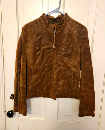 Wilson's Leather Maxima Women's Brown Leather Collared Zip Lined Jacket Size L