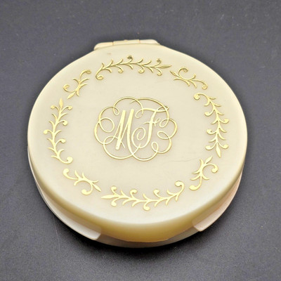 Max Factor Cream Puff Pressed Powder Compact Candle Glow Vintage 1960's