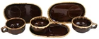 Hull Pottery Brown Drip Soup Mug Snack Tray Sandwich Oven Proof Vintage Set of 3