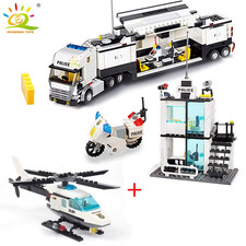 HUIQIBAO Police Station Building Blocks Set with Vehicles and Figures