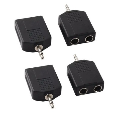RHINORO 4ER-PACK, 3,5 mm Stereo zu Dual 6,35 mm 1/4 Audio Adapter schwarz Stecker UK