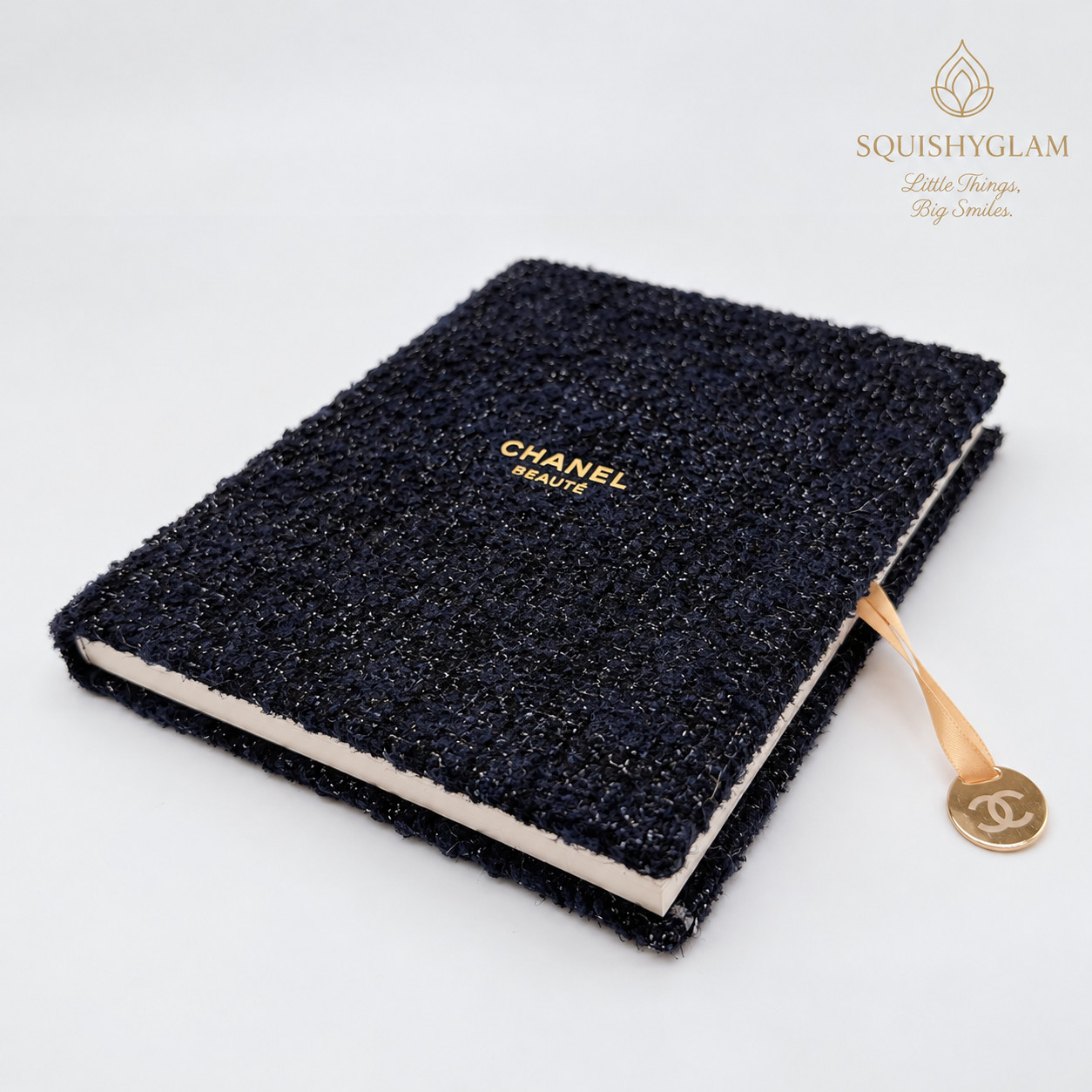 Chanel Beaute Notebook Glitter MidnightBlue Fabric Cover Journal Book