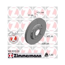 2x ZIMMERMANN Bremsscheibe HINTEN 280mm für AUDI A8 4E" 4E8 VW Phaeton