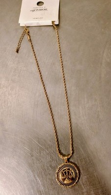 Forever 21 Zodiac Medallion Necklace 16  Chain - Symbol For Libra