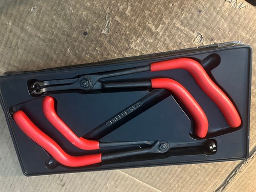 SNAP-ON TOOLS 2 PC RED SOFT GRIP LONG HOSE LINE PLIERS SET HG416EP & HG410EP USA