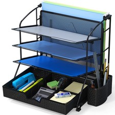Desktop Document Tray Organizer with Sliding Drawer/Caddy/Hanging File Sectio...