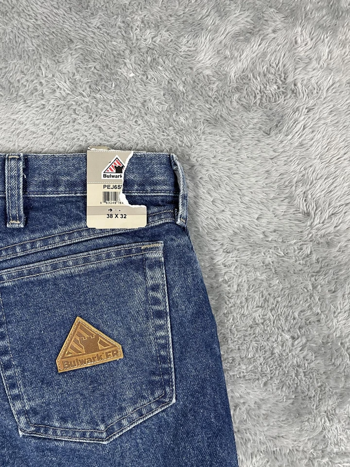 Bulwark FR Jeans Mens 38x32 Blue Flame Resistant Denim Work Pants PEJ6SW3 - Image 3 of 4