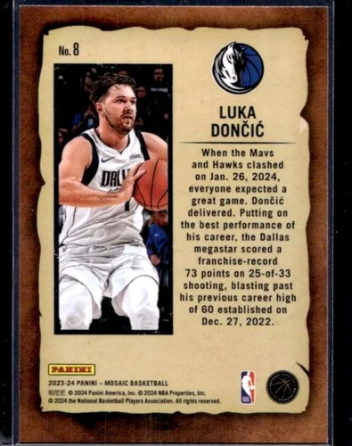 2023-24 Panini Mosaic Luka Doncic Notoriety Card #8 Dalas Mavericks - Bild 3 von 3