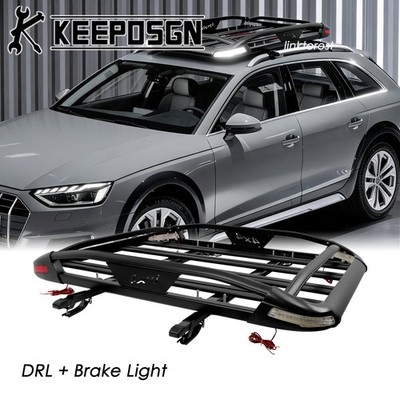 For Audi A4 Allroad Aluminum Roof Rack Cross Bar Cargo Carrier Basket LED Lights