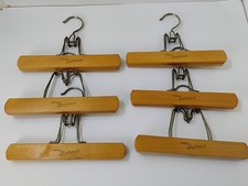 Lot Of 6 Vintage Nevco 10  inch Wooden and Metal Pant/Skirt Clip Clamp Hangers