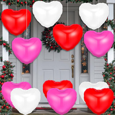 18Pcs Valentines Day Inflatable Heart Decorations, Red Pink White Heart Valentin