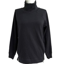 Athleta Cozy Karma Side Zip Funnel Neck Sweatshirt XS Black Athleisure Travel