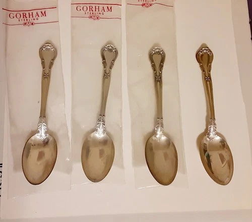 Set Of 4 Gorham Sterling Silver 5 7/8 Tea Spoons Chantilly Pattern 1960's