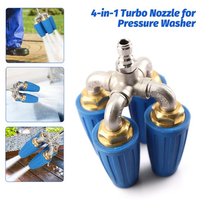 #ad 360° Pressure Washer Rotating 4 Turbo Nozzle 1 4quot; Quick Connector 2.5 Orifice $37.99