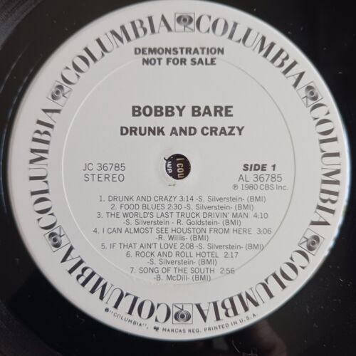 Bobby Bare – Drunk And Crazy (Columbia – JC 36785) white label demonstration - Imagen 3 de 4