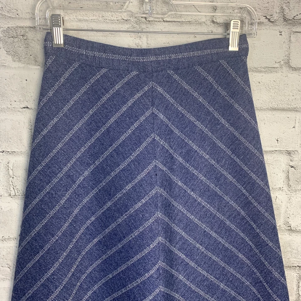 Vintage Maxi Skirt High Rise Blue Stripe Handmade Sz XS 60s 70s Boho Cottagecore - Image 2 of 4