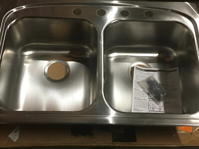 Elkay Pergola Stainless Steel 33” 4-Hole Double Bowl Kitchen Sink