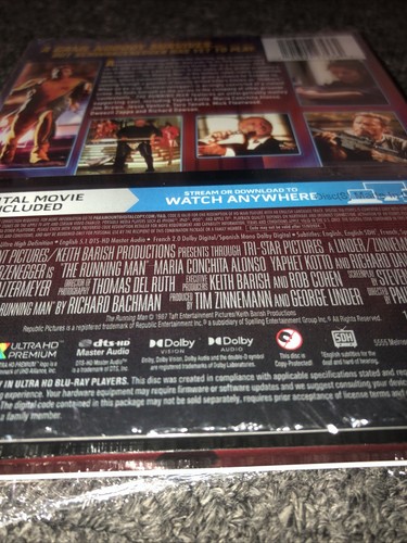 The Running Man (Ultra HD) Steelbook With Slipcover. NO DIGITAL Schwarzenegger - Picture 4 of 4