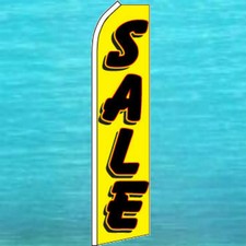 SALE FLUTTER FLAG Yellow Tall Curved Top Advertising Sign Feather Swooper Banner