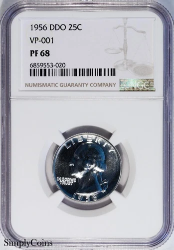 1956 DDO VP-001 Washington Quarter ~ NGC PF68 ~ TOP POP 1 OF 3! PROOF PR68