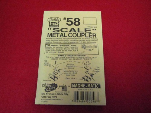 Kadee HO Scale Metal "Scale" Knuckle Couplers - #58 Medium Centerset (2 pr) - 第 1/1 張圖片