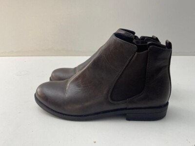 Dunnes Unisex Brown Leather Elastic Gusset Chelsea Ankle Boots