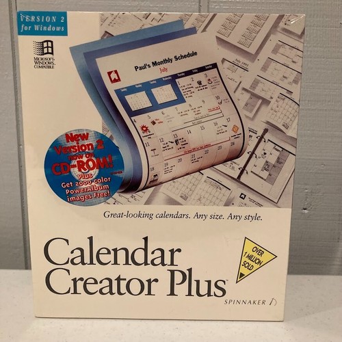 CALENDAR CREATOR PLUS Version 2 for Windows 1993 CD ROM New and Sealed