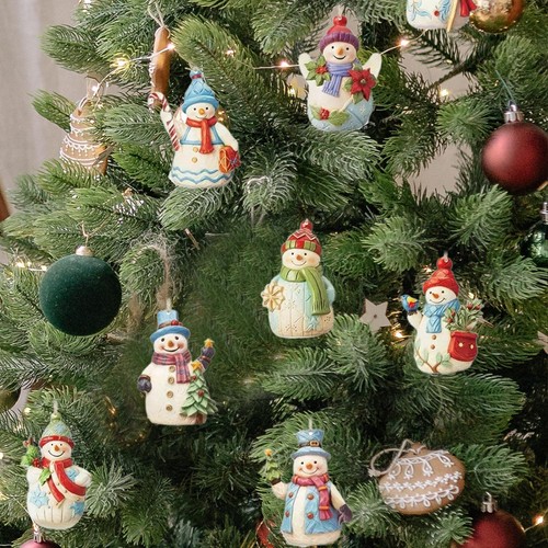 9 Stück Holz-Schneemann-Ornamente, Weihnachtsbaumschmuck, Weihnachts-Schneemann - Bild 4 von 12