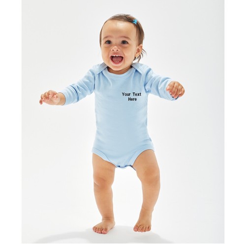 Personalised Custom Embroidered Baby Bugz Baby Organic Long Sleeve Bodysuit - Picture 8 of 20