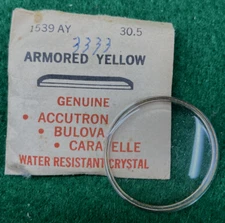 NOS Bulova Accutron Armored Yellow Watch Crystal 1539AY 30.5mm