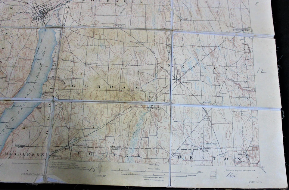 PHELPS NEW YORK QUADRANGLE TOPOGRAPHIC SURVEY MAP 1918 INCLUDES CANANDAIGUA - Image 3 of 4