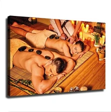 Couples Massage Relaxation Massage Beauty Posters Canvas Print Wall Art Framed