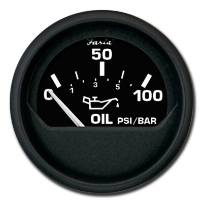 #ad Faria Beede Instruments 12845 Euro Black 2quot; Oil Pressure Gauge 100 Psi $39.76