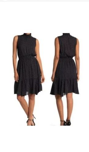 Nanette Lepore BEAUTIFUL Sleeveless Black Polka Dot Chiffon DRESS Size S NWT - Picture 3 of 12