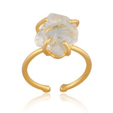 Raw Crystal Quartz Gemstone Open Ring Handmade Natural Crystal Jewelry For Women