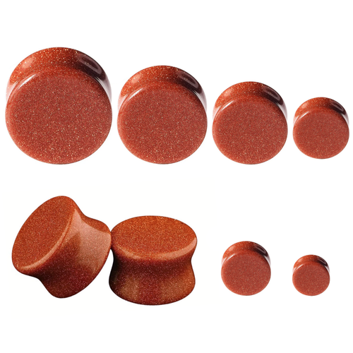 1 Pair Natural Stone Ear Gauges/Plugs - Double Flare Saddle Style, For Stretched Lobes 2 thumbnail image