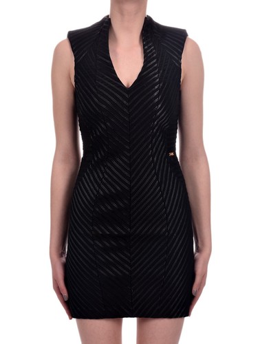 Abito donna nuovo con etichette Just Cavalli nero basso a V 40 tubino firmato sexy raso