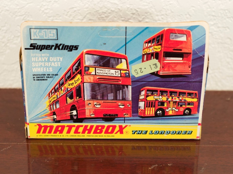Matchbox Superkings DD01 – K-15 Doubledecker Bus – Beige – Occasion