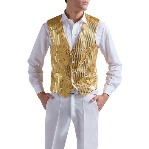 Unisex Sequin Vests Waistcoat Dance Party Show Costume Mens Womens Boys Girls - Picture 3 of 17