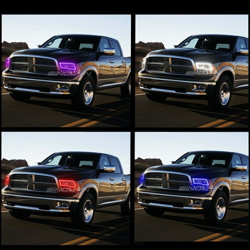 RGB LED Angel Eyes DRL SMD Halos For Dodge Ram Sport Quad Truck Headlight Tuning - Foto 10 di 12