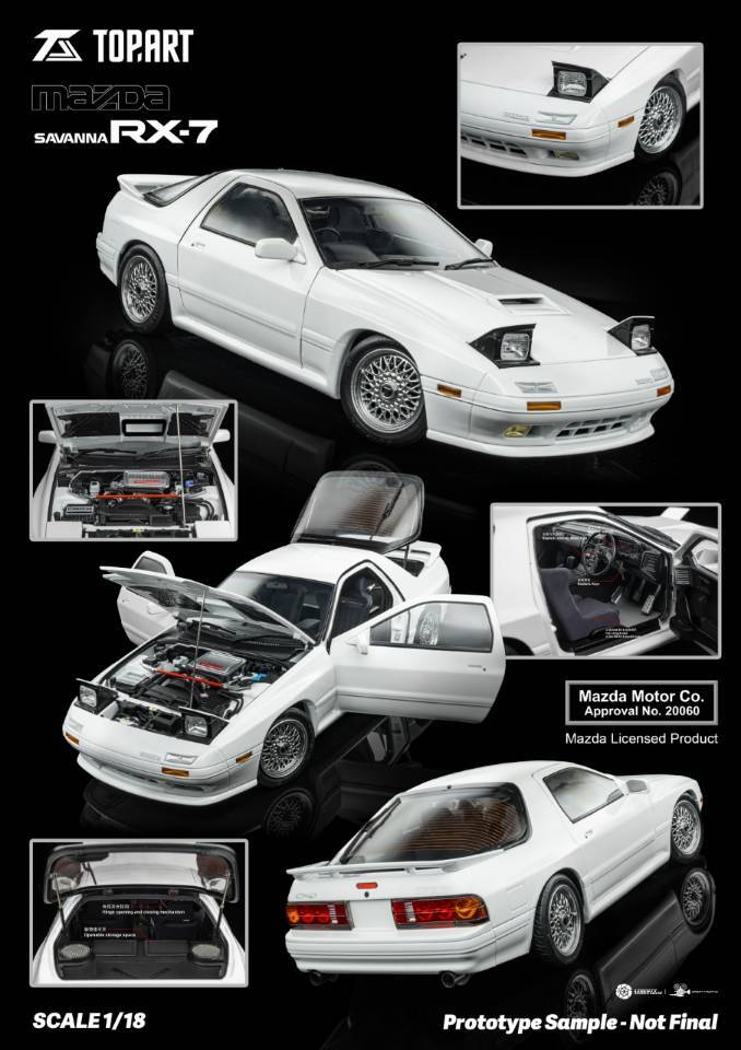 pre-sale]TopArt MODEL 1/18 MAZDA RX7 FC3S 1989 White Diecast
