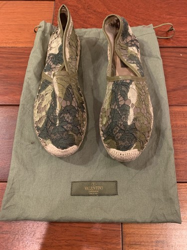 Valentino Green Lace Espadrilles Size 36