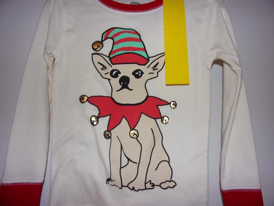 Top de pijama vintage azul marino, niños XS 5T regular manga larga Navidad perro / nuevo Foto 2 de 3