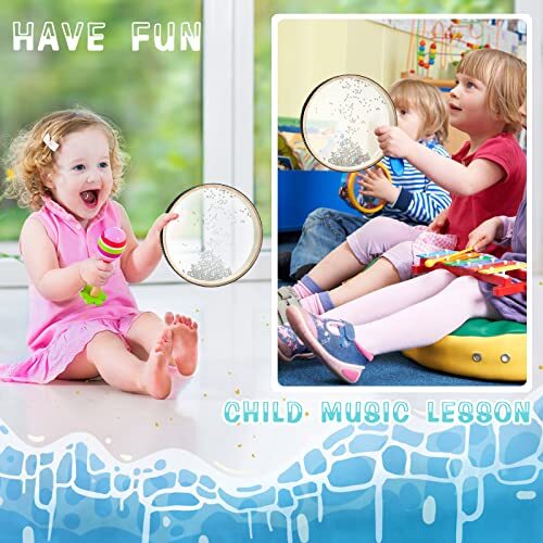2 Pieces Wave Bead Hand Drum Sea Sound Drum Percussion Wave Drum with Hardwoo... - Picture 5 of 7