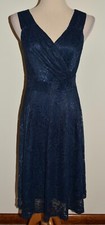 New Grace Karin Dress Medium Blue Sleeveless Lace V-Neck Fit  Flare Midi