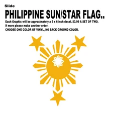 Decal Die Cut Vinyl Stickers Philippine sun star flag pride Filipino Pinay Pinoy