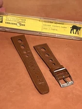NOS Hirsch vintage rally strap 20 mm Brown for Heuer, Rolex, JLC, Omega Watch