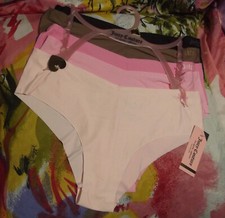 5 NEW JUICY COUTURE JC7720 5PKC MF NO PANTY LINES V-WAIST HIPSTER PANTIES L