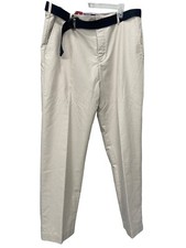 IZOD Khaki Pants Men  s Size 38x32 Newport Straight Fit Flat Front With Belt NEW