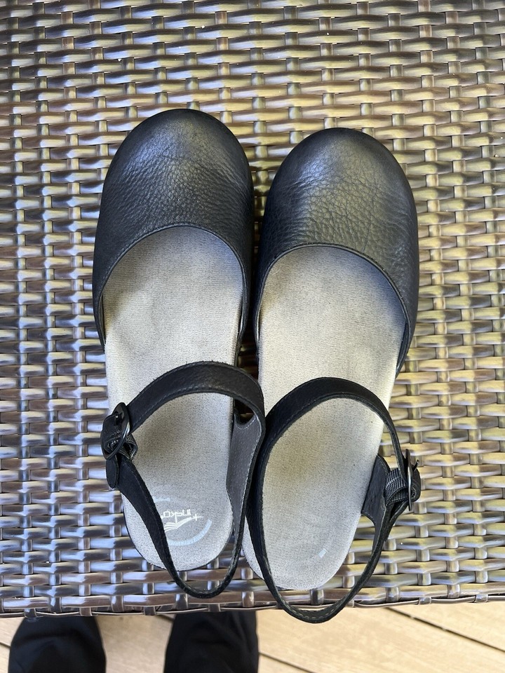 Dansko Sam Mary Jane Black Soft Full Grain Strap Clog Sz 39 EU 8.59 US